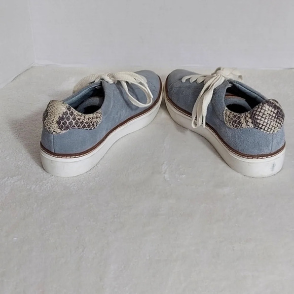 Liebeskind Berlin Gray Blue Suede Sneakers Snake Cuff Lace Up Pointed Toes - Picture 8 of 15